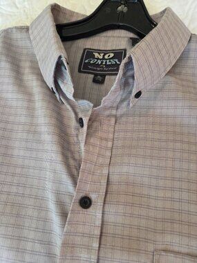 Men's XL short sleeve button down shirt grey plaid No Contest